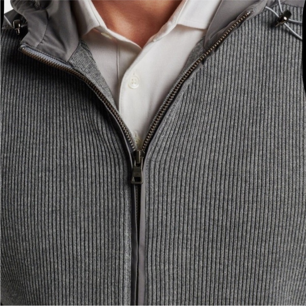 Peter Millar Gray Zip-Up Jacket 30% merino wool 70% pima cotton - Picture 2 of 13